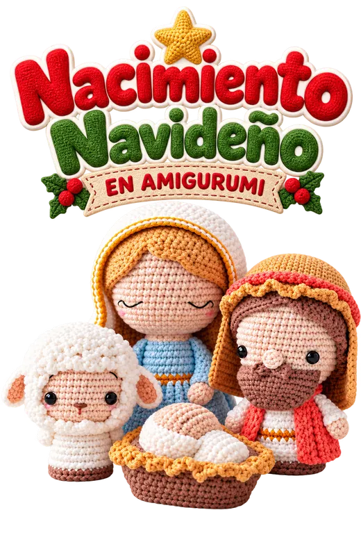 Nacimiento navideño con María, José, Niño Jesús y ovejita